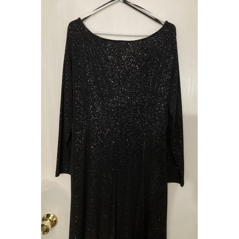 Perceptions New York Women’s Size 18 Black Glittery Belted Stretch Midi Dress - Picture 7 of 7